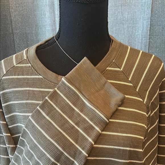 Vince Brown Long Sleeve Tee with Autumnal Stripes - Picture 3 of 5